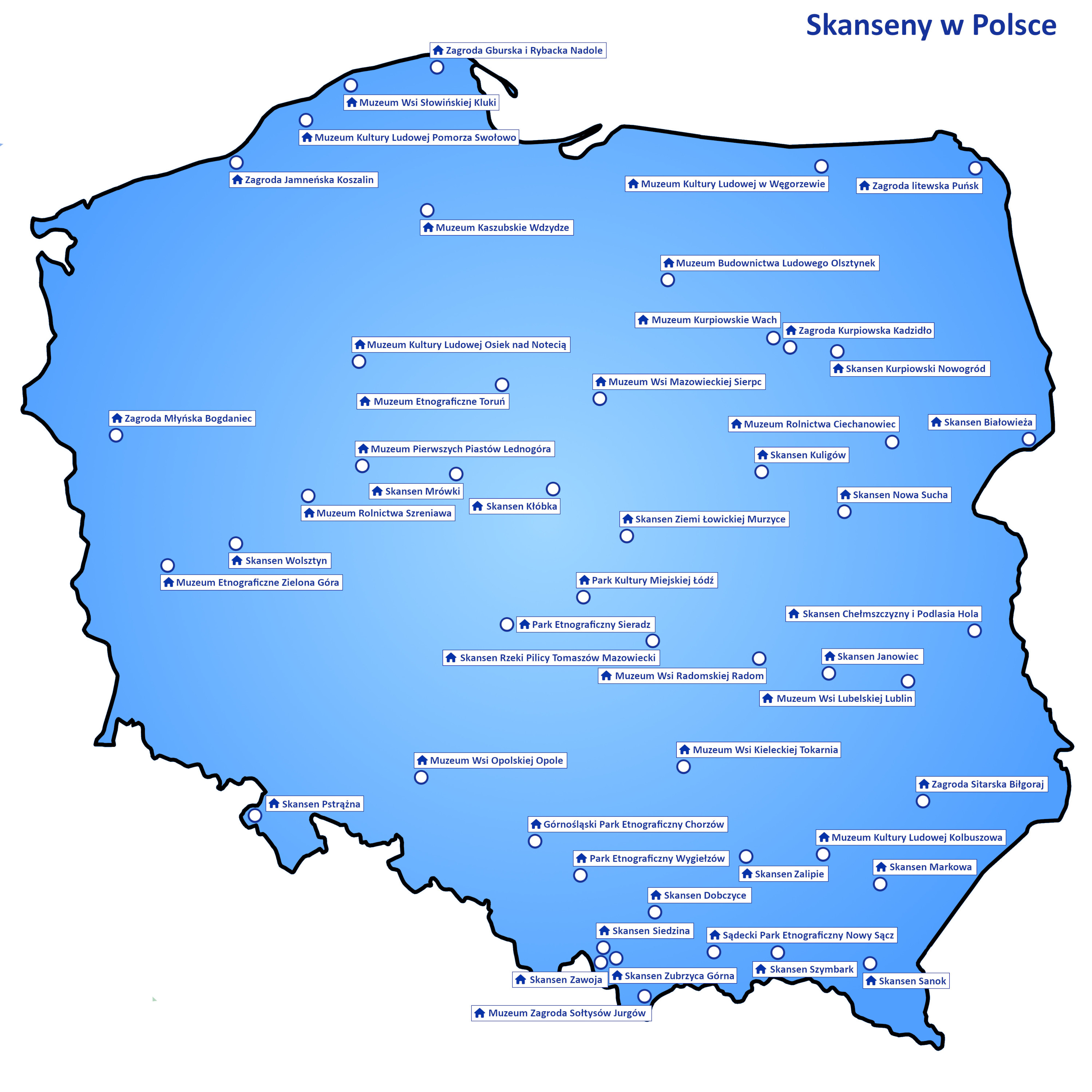 Mapa Skansenów w Polsce